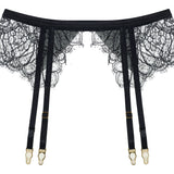 Swan Leavers Lace Garter Belt - Black