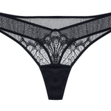 Swan Leavers Lace Thong - Black