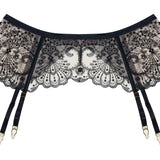 Spotlight Embroidered Garter Belt - Black