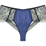 Dusk Leavers Lace Silk Panty - Sapphire