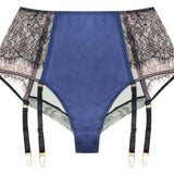 Dusk Leavers Lace High Waist Brief - Sapphire
