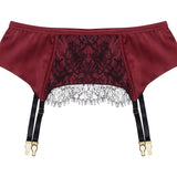 Dusk Silk & Lace Garter Belt - Berry