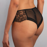 Dusk Leavers Lace Silk Panty - Sapphire