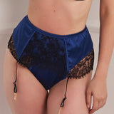 Dusk Silk & Lace Garter Belt - Sapphire