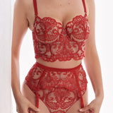 Spotlight Embroidered Bustier Top - Red
