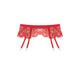 Spotlight Embroidered Garter Belt - Red