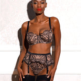 Spotlight Embroidered Garter Belt - Black