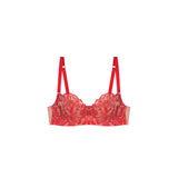 Spotlight Embroidered Demi Bra - Red