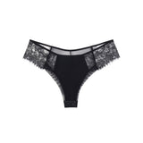Dusk Leavers Lace Silk Panty - Black
