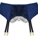 Dusk Silk & Lace Garter Belt - Sapphire