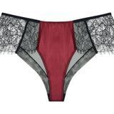 Dusk Leavers Lace Silk Panty - Berry