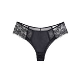 Dusk Leavers Lace Silk Panty - Black